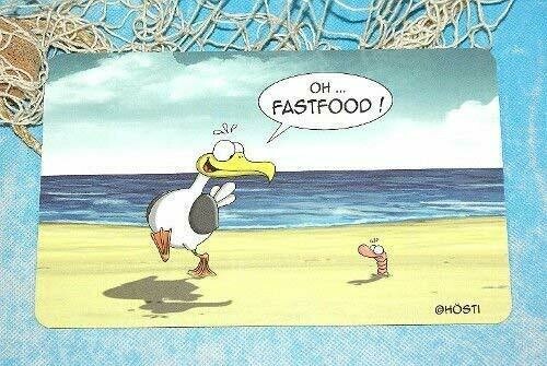 Möwe am Strand und Wattwurm im Sand Frühstücksbrett   Hösti  *Oh..Fast Food* .. 