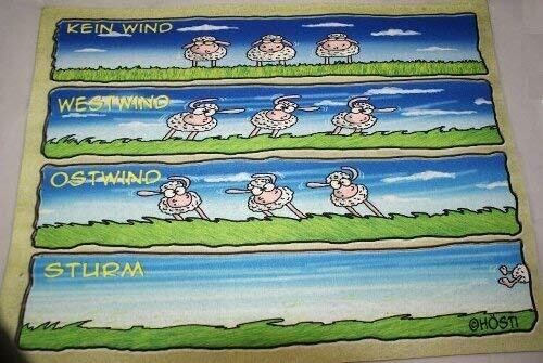 Hösti Fußmatte Wissensdurst/Sturmschafe Kein Wind-Ostwind-Westwind-Sturm