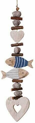 Treibholzhänger mit Fischen und Holzherz, ca. 37 cm