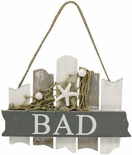 Badezimmer Schild 18 cm Seestern Beach Maritim, in grau/weiß Badezimmer Schild 18 cm Seestern Beach Maritim, in grau/weiß