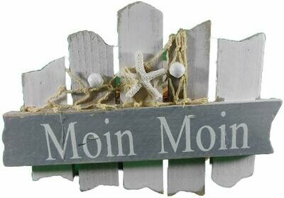 Moin Moin Badezimmer Schild 18 cm Möwe Beach Maritim , in grau/weiß