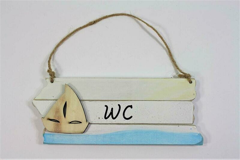 Schild Schild "WC" mit Segelboot ca.22x8cm Holz