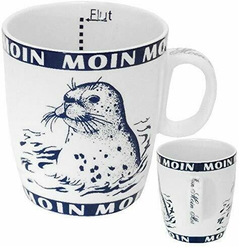 1 Becher Seehund/Robbe Moin Moin Innen Ebbe und Flut 0,2l