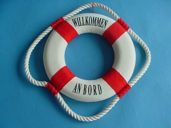 Rettungsring rot/weiß 35 cm Styropor/Baumwolle