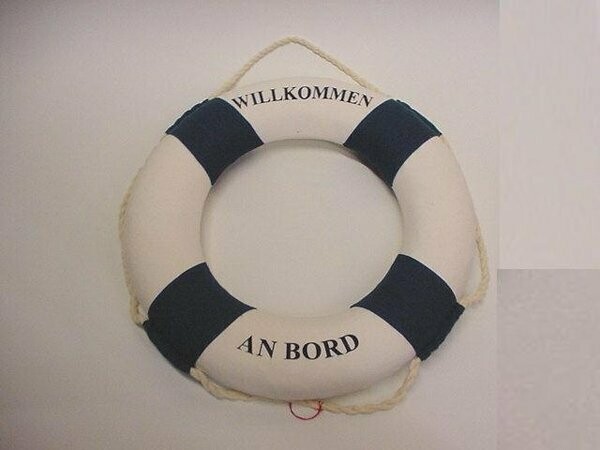Rettungsring blau/weiß 35 cm Styropor/Baumwolle