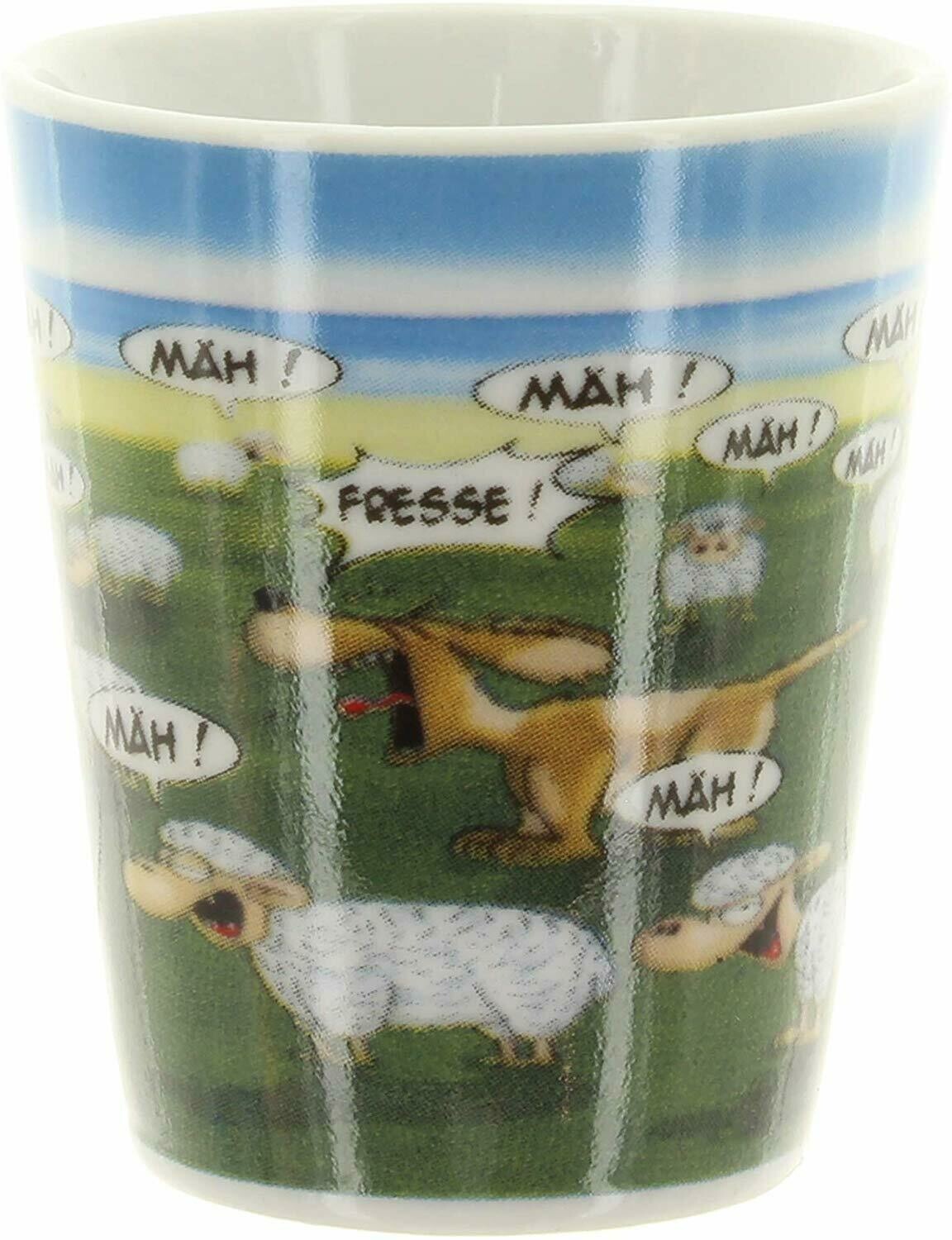 Eierbecher Schafherde .... Mäh! Mäh! Fresse! Schafe und Hund