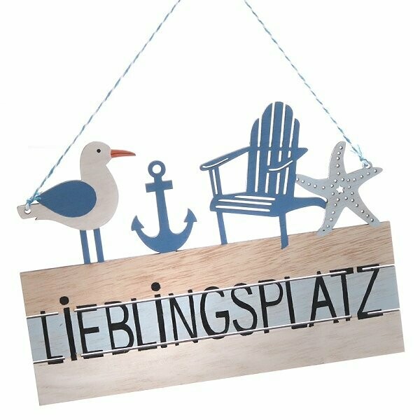 Schild Lieblingsplatz Maritim
ca.22x16cm Sperrholz