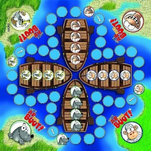 Hösti Spiel Ab ins Boot mit 16 Figuren, MDF, ca 24x 24 cm
