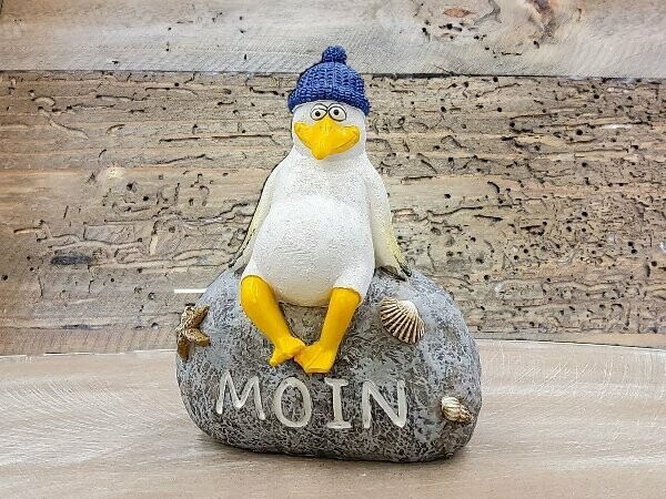 Spardose Möwe auf Stein Moin ca.11x6x14cm