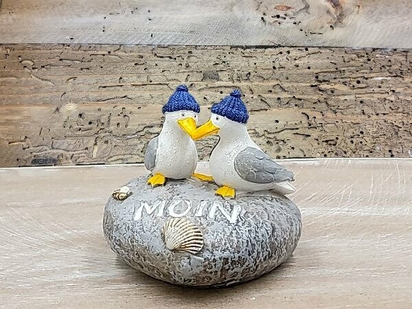 Möwenpaar auf Stein Moin ca.7x6x6cm