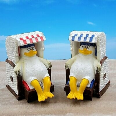 Spardose Möwe im Strandkorb ca.5x8x8cm mit Gummistopfen Polystone, 1 Spardose