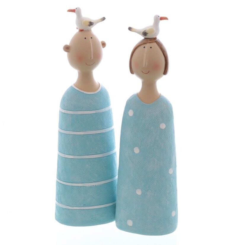 Figur 'Maritim', 2er Set., Kegelkörper, m/Möwe auf Kopf, ca. 5 x 4 x 16,5 cm H beige/blau/weiß, Polyresin