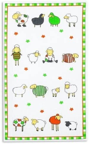 Baumwoll Geschirrtuch TRIOLINO Druckmotiv Format 45 x 70 cm, Farbe:Bunte Schafe;Größe:45 cm x 70 cm