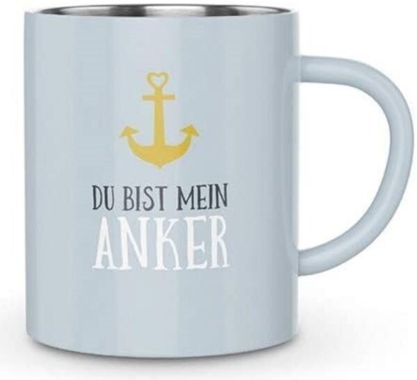 LaVida Thermo Becher / Tasse aus doppelwandigem Edelstahl, Maritim, Du bist mein Anker