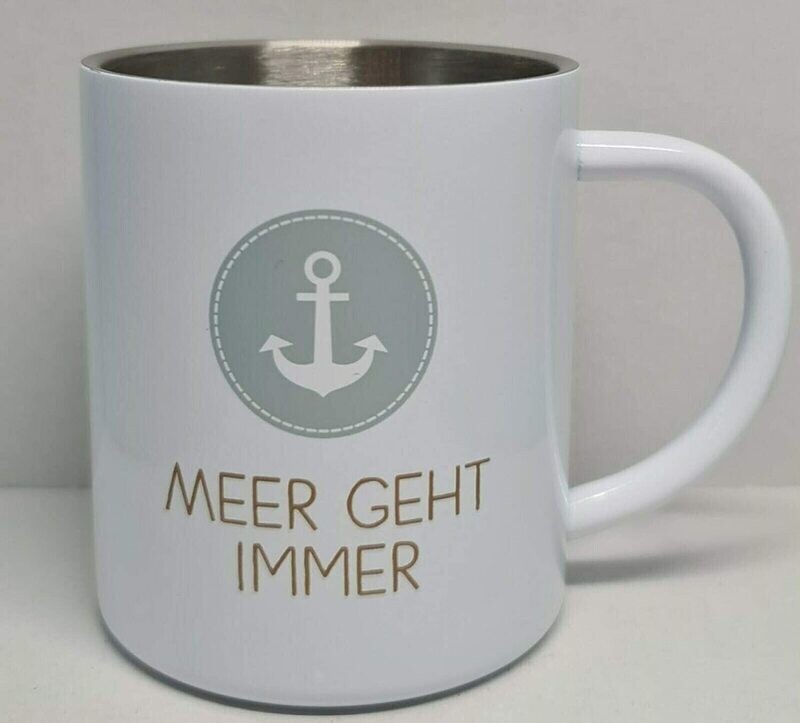 LaVida Thermo Becher/Tasse aus doppelwandigem Edelstahl, Maritim, Meer geht Immer