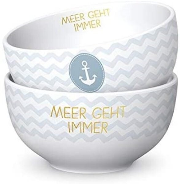 Geschenk Für Dich :-)  eine  Müslischale Meer GEHT Immer blau weiß D. 13cm H. 7cm Maritim Porzellan La Vida