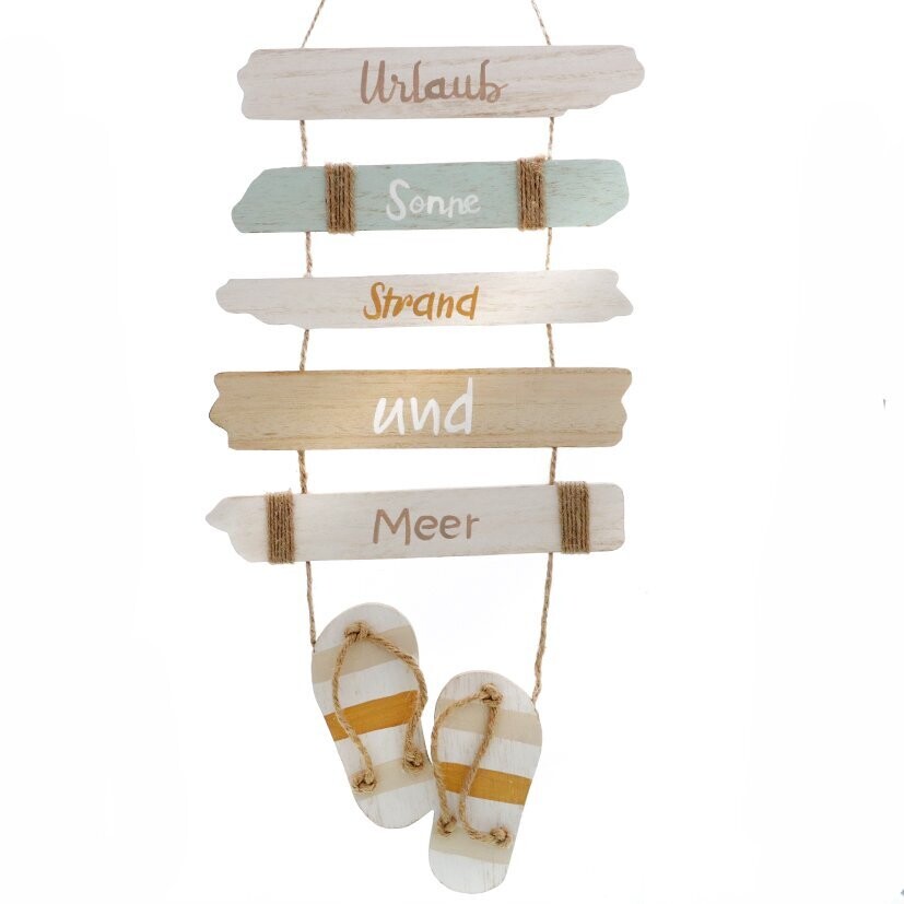 Holz Hänger Tau und Sandalen| | Dekohänger Maritim Deko | Urlaub Meer | 68 cm