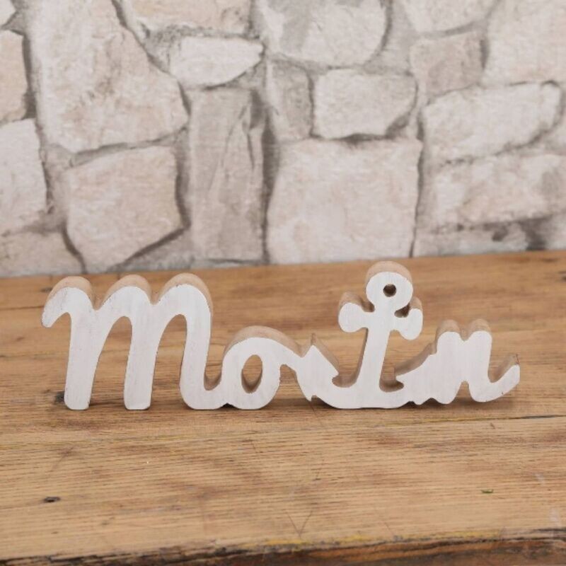 Schriftzug Moin MDF ca.26x8x2cm, mit Anker Schriftzug Moin MDF ca.26x8x2cm, mit Anker