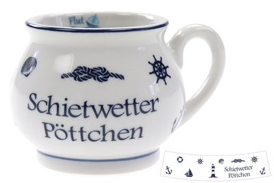 Schietwetter Pöttchen Kugelbecher, Maritimes Design, 4,5 cm Höhe, Weiß-Blau Schietwetter Pöttchen Kugelbecher, Maritimes Design, 4,5 cm Höhe, Weiß-Blau