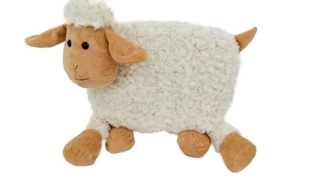Deko Schafkissen, Plüschtier Schaf, 35x35x10 cm, Weiß und Beige