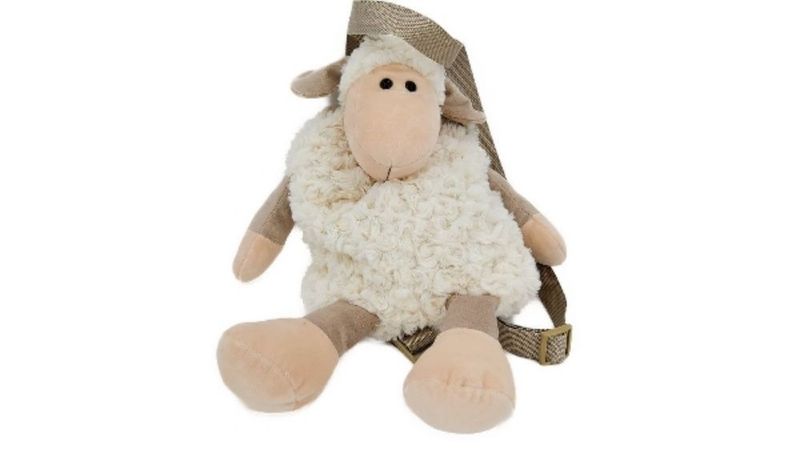 Plüsch-Schaf Rucksack für Kinder, 46x23 cm, Beige und Weiß, Kuscheltier Design