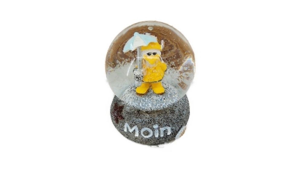 Moin Schneekugel mit Regenmantelmöwe, 6 x 5,5 x 6 cm, Polyresin