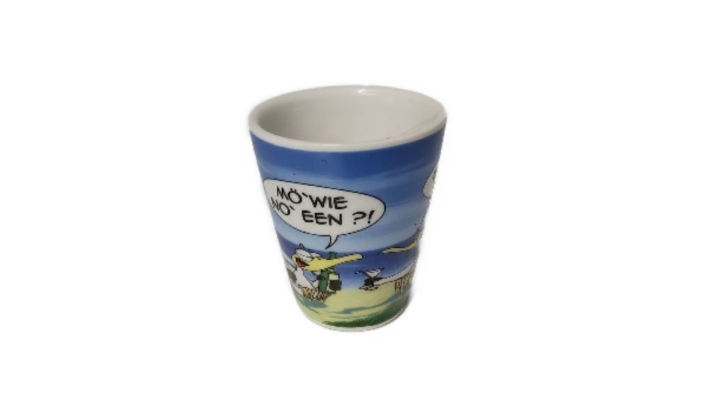 Hösti Porzellan Eierbecher mit Comic-Motiv, 6 x 4 cm, Blau-Weiß