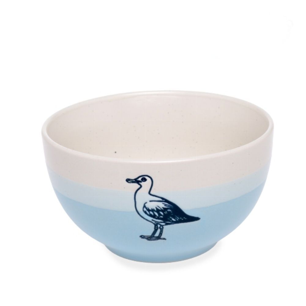 Keramik Müslischale mit Möwenmotiv, Hellblau/Weiß, 575 ml, 14 cm Durchmesser