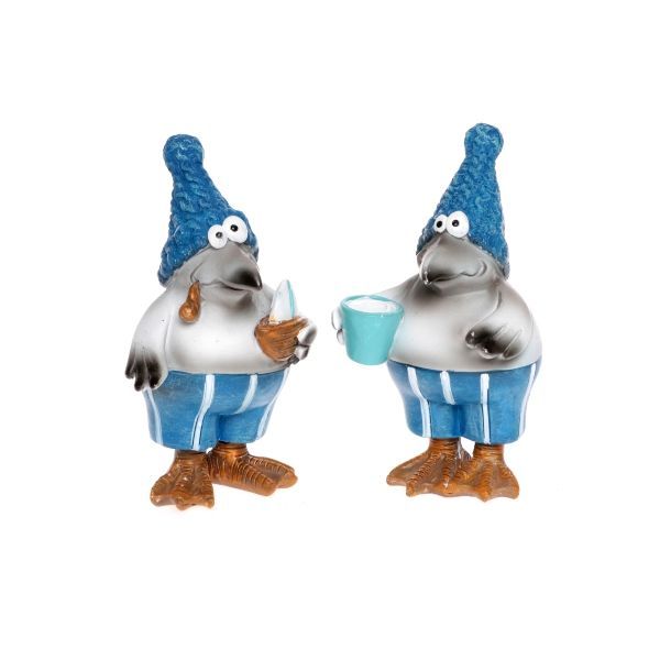 Dekorative Möwen-Figuren, 2er-Set, Blau/Weiß, 10,5 cm, Polyresin
