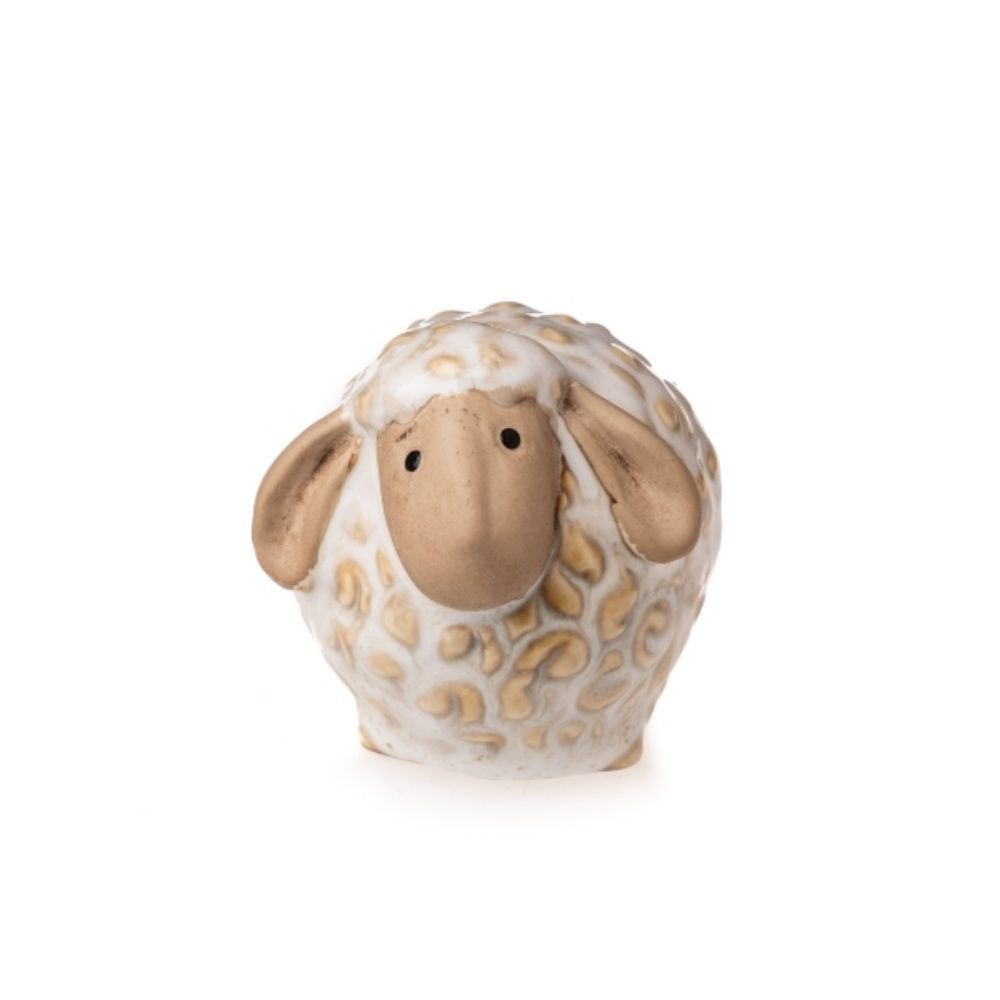 Dekorative Porzellan-Schaffigur, 6,5 x 9,5 x 7 cm, Weiß/Beige