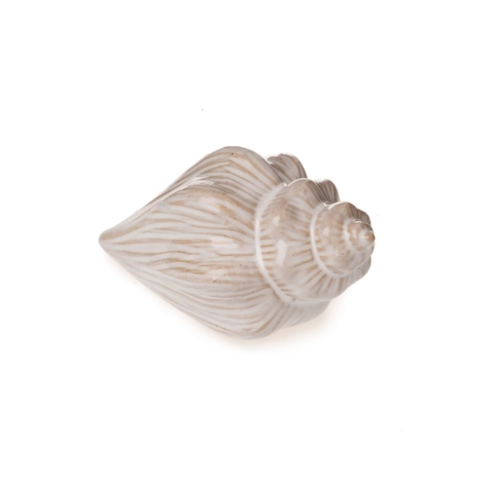 Dekorative Porzellanmuschel, Cremefarben/Grau, Glänzend, 10,5 x 6,5 x 5 cm