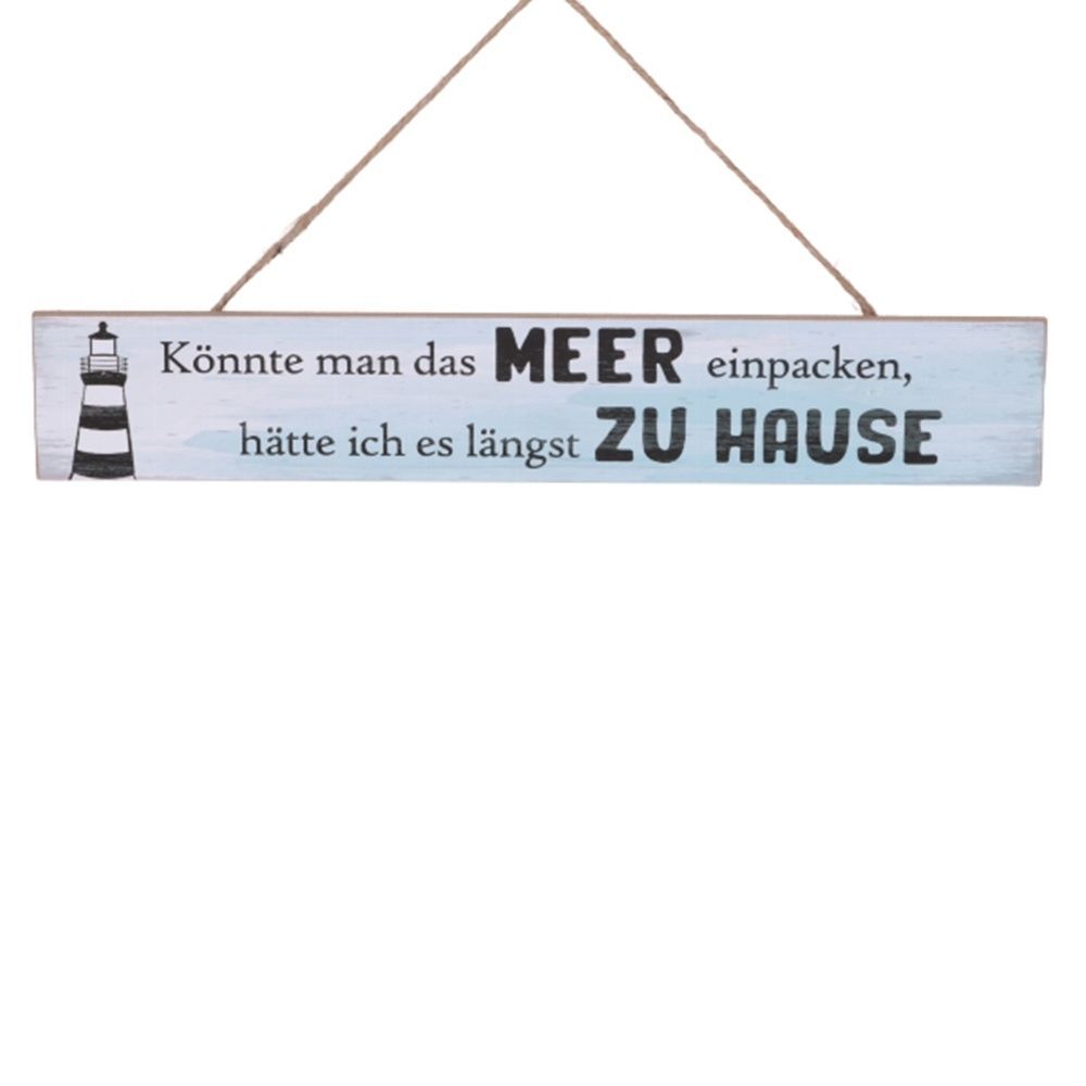 Maritimes Dekoschild mit Spruch und Leuchtturm Motiv, MDF/Papier, 35 x 6 x 0,6 cm