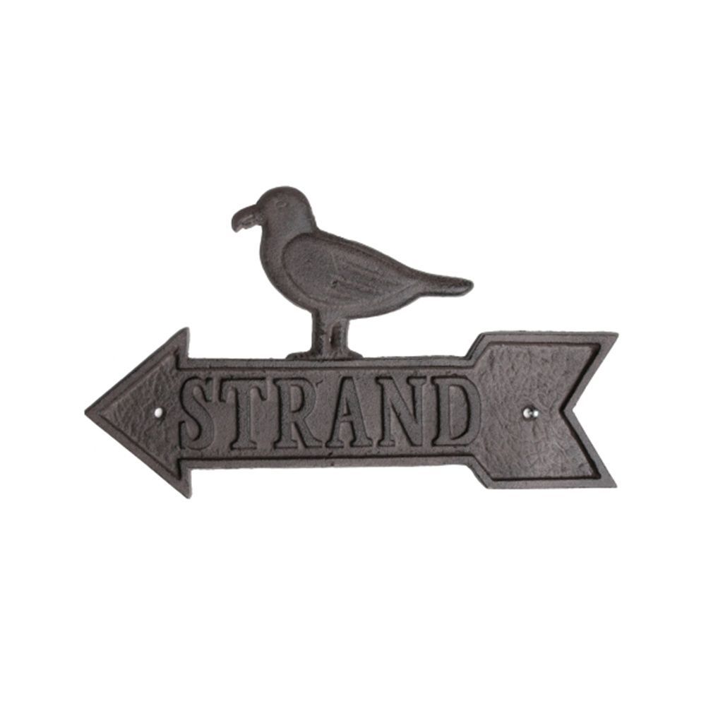 Wanddeko Pfeil mit Möwe, Strand, Rostbraun, Gusseisen, 16,5 x 28,5 cm