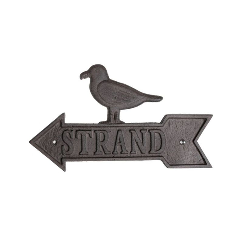 Wanddeko Pfeil mit Möwe, Strand, Rostbraun, Gusseisen, 16,5 x 28,5 cm