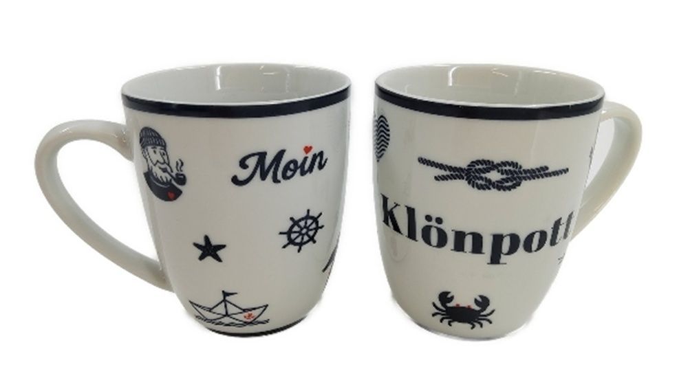 Heimartliebe Tulpenbecher Klönpott mit Maritimen Motiven, Porzellan, 10x8 cm