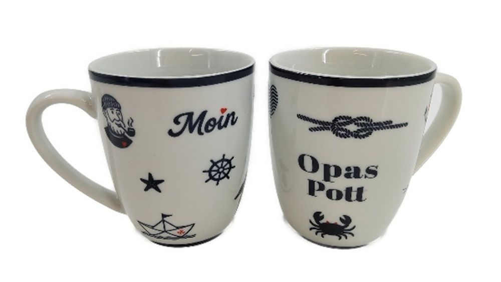 Heimartliebe Tulpenbecher Opas Pott mit Streumotiv, Porzellan, Maritime Dekoration, 10x8cm Heimartliebe Tulpenbecher Opas Pott mit Streumotiv, Porzellan, Maritime Dekoration, 10x8cm