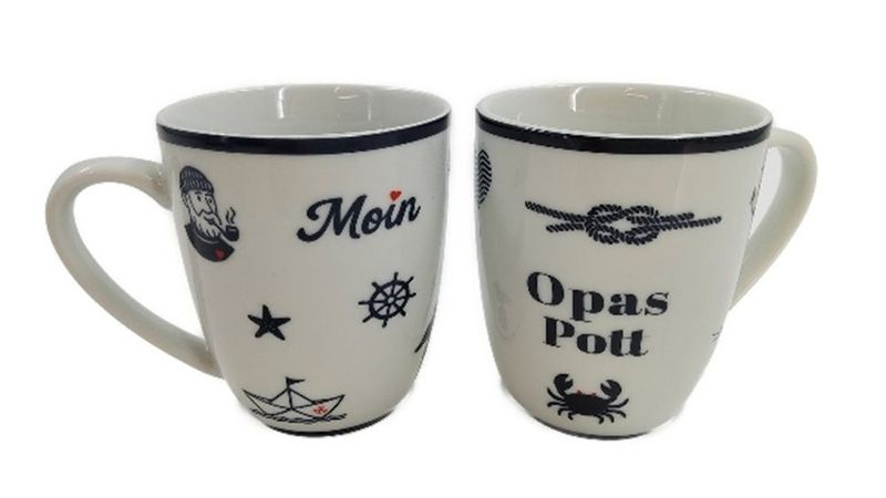 Heimartliebe Tulpenbecher Opas Pott mit Streumotiv, Porzellan, Maritime Dekoration, 10x8cm Heimartliebe Tulpenbecher Opas Pott mit Streumotiv, Porzellan, Maritime Dekoration, 10x8cm