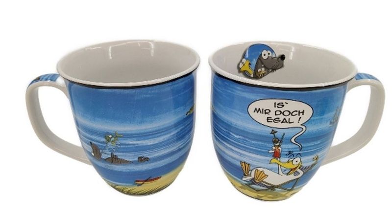 Hösti Porzellan Becher Is mir doch egal, Blau mit Comic-Design, ca. 10x9cm, Trinkbecher mit lustigem Spruch Hösti Porzellan Becher Is mir doch egal, Blau mit Comic-Design, ca. 10x9cm, Trinkbecher mit lustigem Spruch