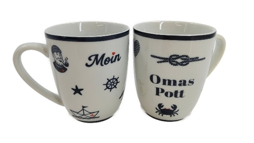 Tulpenbecher Omas Pott mit Streumotiv, Porzellan, 10x8cm, Maritimes Design Tulpenbecher Omas Pott mit Streumotiv, Porzellan, 10x8cm, Maritimes Design