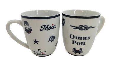 Tulpenbecher Omas Pott mit Streumotiv, Porzellan, 10x8cm, Maritimes Design Tulpenbecher Omas Pott mit Streumotiv, Porzellan, 10x8cm, Maritimes Design