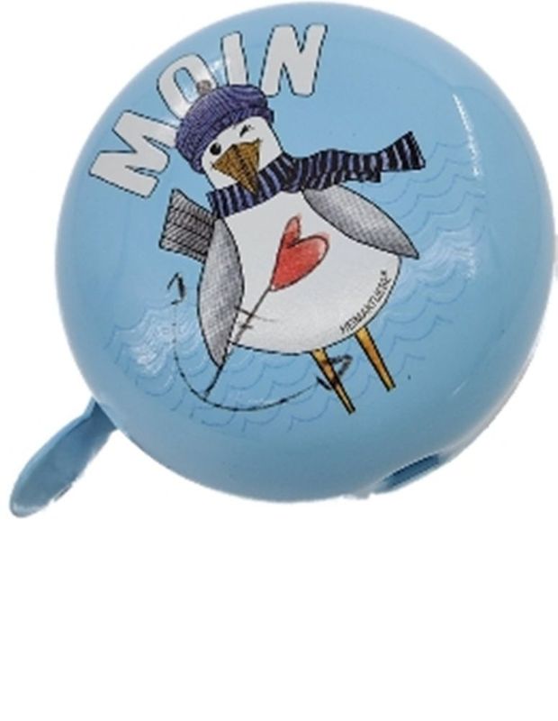 Fahrradklingel Moin mit Möwe, Metall, Blau, ca. 6 cm Fahrradklingel Moin mit Möwe, Metall, Blau, ca. 6 cm