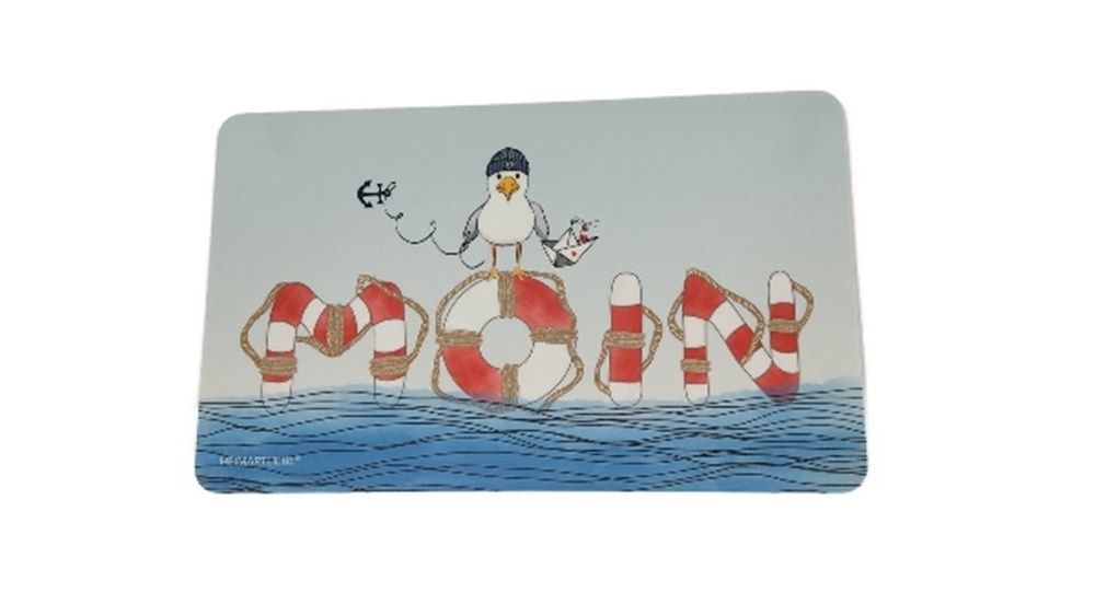 Heimartliebe Frühstücksbrett aus Resopal, Möwe mit Moin Rettungsring Design, ca. 23x14 cm Heimartliebe Frühstücksbrett aus Resopal, Möwe mit Moin Rettungsring Design, ca. 23x14 cm