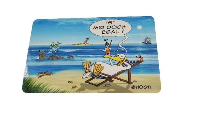 Hösti Frühstücksbrett Hösti Frühstücksbrett "Is mir doch egal", Resopal, ca. 23 x 14 cm, Strand-Motiv mit Möwe