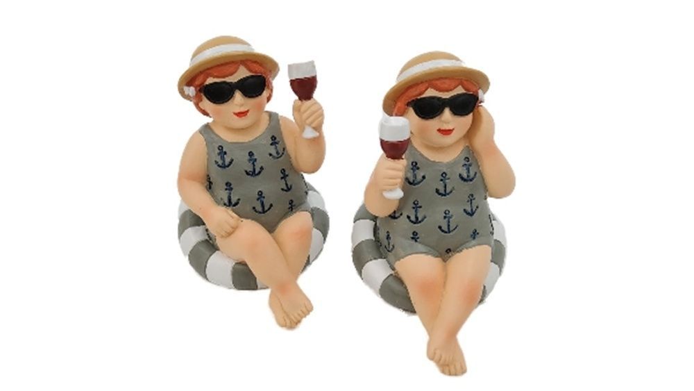 Badedame Figur aus Polyresin, Nautisches Design, 2er Set, ca. 4x4x7 cm Badedame Figur aus Polyresin, Nautisches Design, 2er Set, ca. 4x4x7 cm