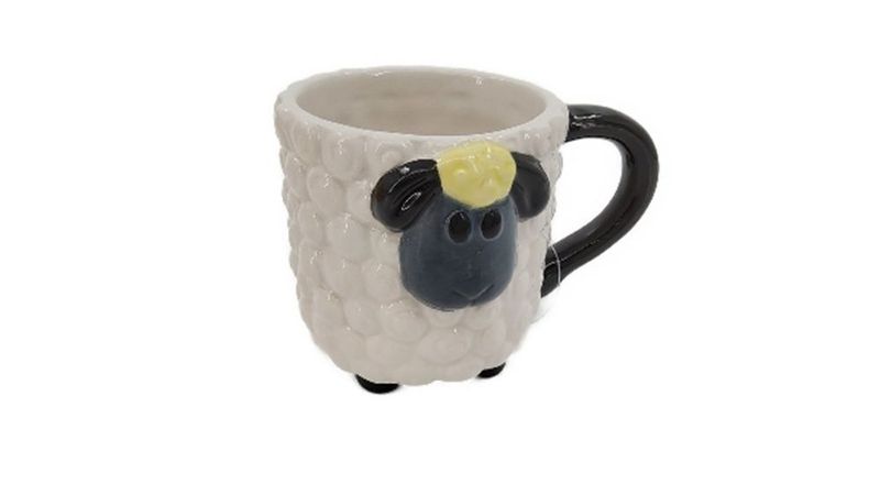 Keramik Becher in Schaf-Form, Schwarz und Weiß, ca. 10 cm, Niedliche Tasse als Geschenk Keramik Becher in Schaf-Form, Schwarz und Weiß, ca. 10 cm, Niedliche Tasse als Geschenk