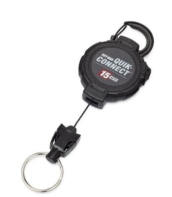 Key-Bak Quik-Connect, schwarz, Karabiner, 120cm Kevlarseil, mit austauschbaren Endstücken, Seilstopfunktion