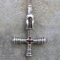 Hound Cross Pendant with Garnet