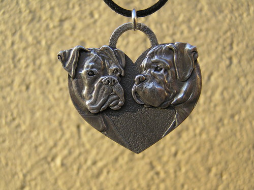 Boxer heart shaped sterling silver charm