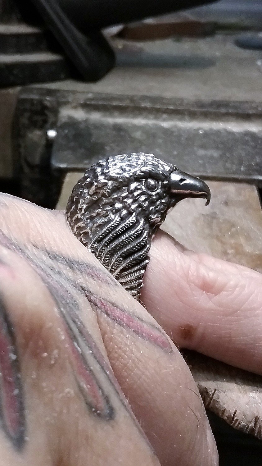 Hawk Head Silver Ring