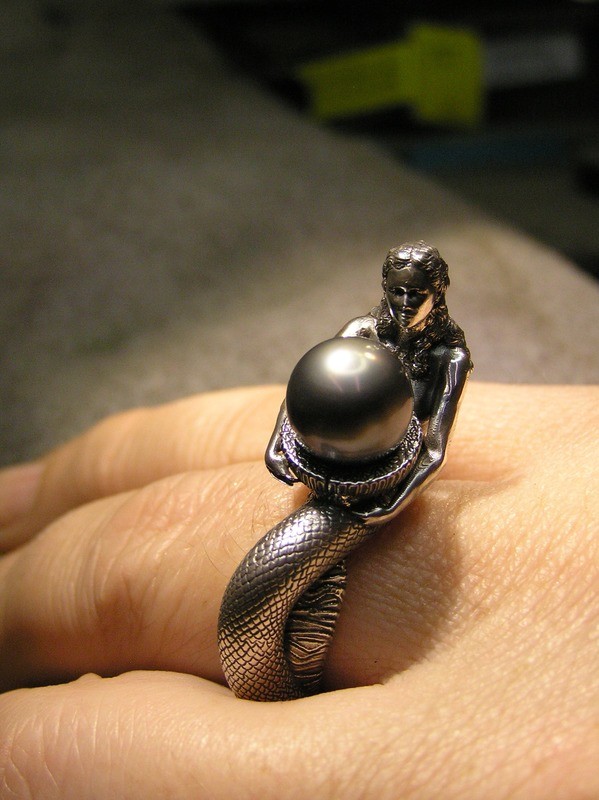 Mermaid Ring with Tahitian Pearl